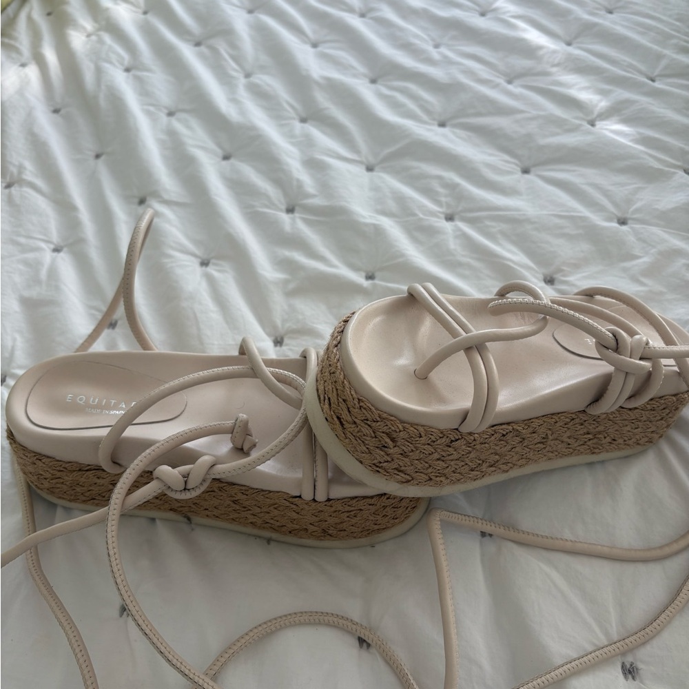 Free People Cream Platform Shoes with Suede Material and Lace-Up Design